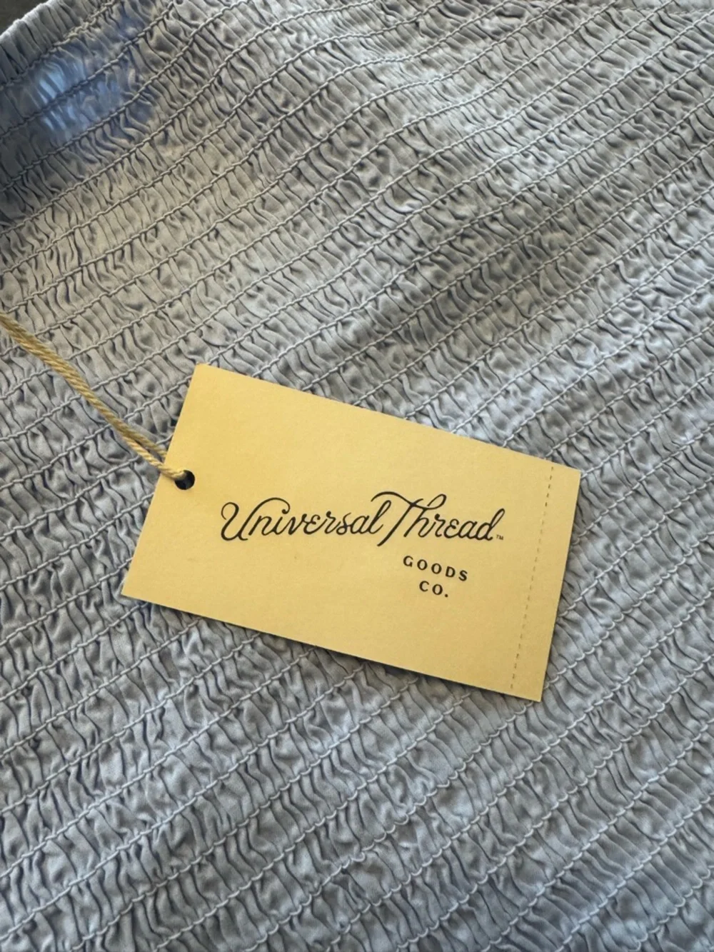 Universal Thread Light Blue Smocked Crop Top with Eyelet Sleeves - Picture 5 of 6